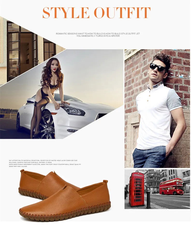 Fashion Men's Driving Shoes Handmade Leather Men Loafers Soft Breathable Men's Casual Shoes