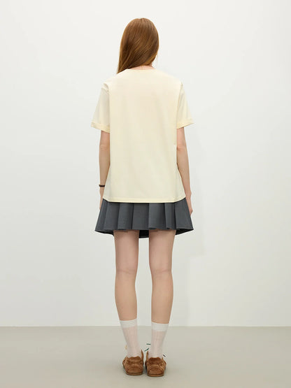 Round Neck Casual All-match Letter Short-sleeved T-shirt for Women 2025 Summer Vacation Season Fashionable Top 25FS12211