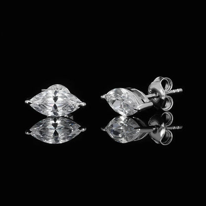 0.5-2carat Moissanite Stud Earrings for Women Marquise Cut Diamond EarringCertified Certificates 925 Sterling Silver Ear Studs