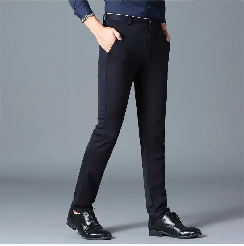 Stylish Black Dress Pants for Men Comfortable Casual Trousers Four-Season Korean Business Suit Pants Male Stretch Slim-Fit Pants