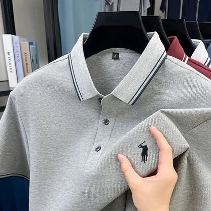 Fashion brand 100% cotton summer new item men's original pony embroidered polo shirt comfortable and breathable short sleeve top