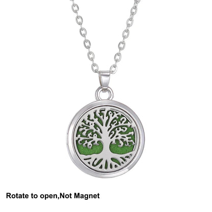 New Tree Of Life Aromatherapy Necklace Stainless Steel Essential Oil Diffuser Amulet Perfume Locket Pendant Women Jewelry Gift