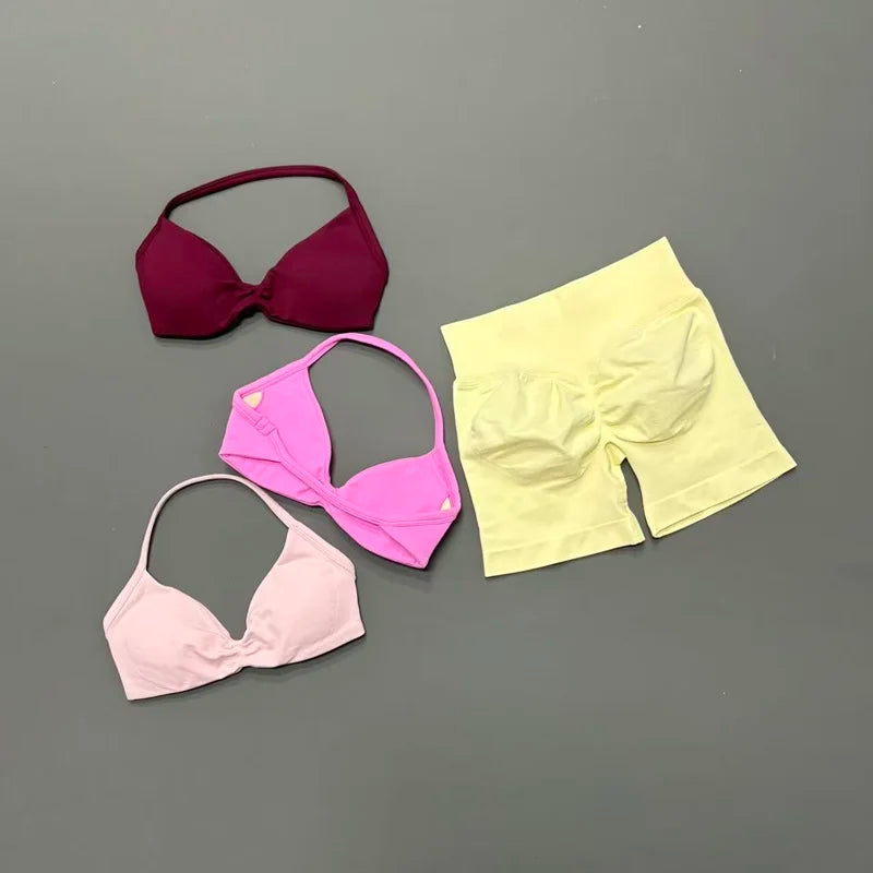2PCS HISTELLO Seamless Gym Yoga Set Push Up Bra Scrunch Butt Lift Leggings Body Shaping Breathable Comfort Yoga Women Wear