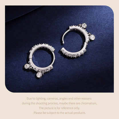 Elegant Moissanite Hoop Earrings for Women Minimalist 925 Sterling Silver D Color Round Cut Lab Diamond Earrings