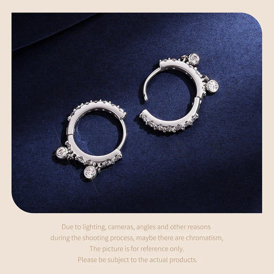 Elegant Moissanite Hoop Earrings for Women Minimalist 925 Sterling Silver D Color Round Cut Lab Diamond Earrings