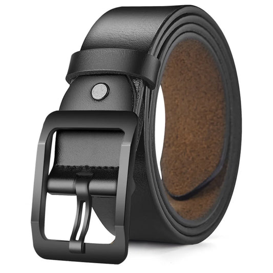 Man Retro Leather Belt Pin Buckle Jeans Black Belt Business Casual Luxury Brand Vintage Strap Waistband