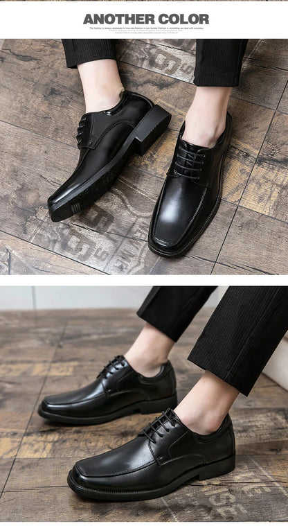 Men's Dress Shoes Classic Formal Leather Shoes For Men Square Toe Social Casual Business Shoes Man Party Wedding Leather Men