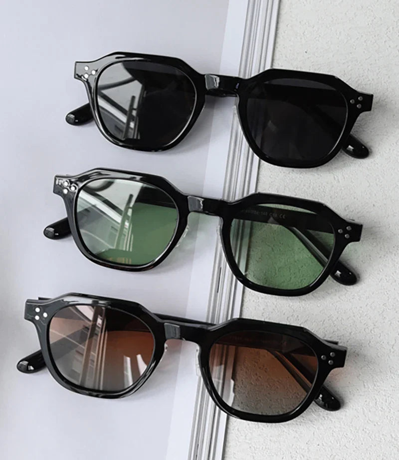 retro sun glasses for women TR90 frame polygon polarized sunglasses uv400 male green brown 2023 summer