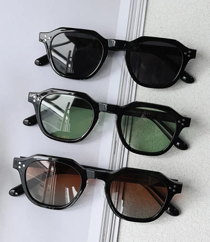 retro sun glasses for women TR90 frame polygon polarized sunglasses uv400 male green brown 2023 summer