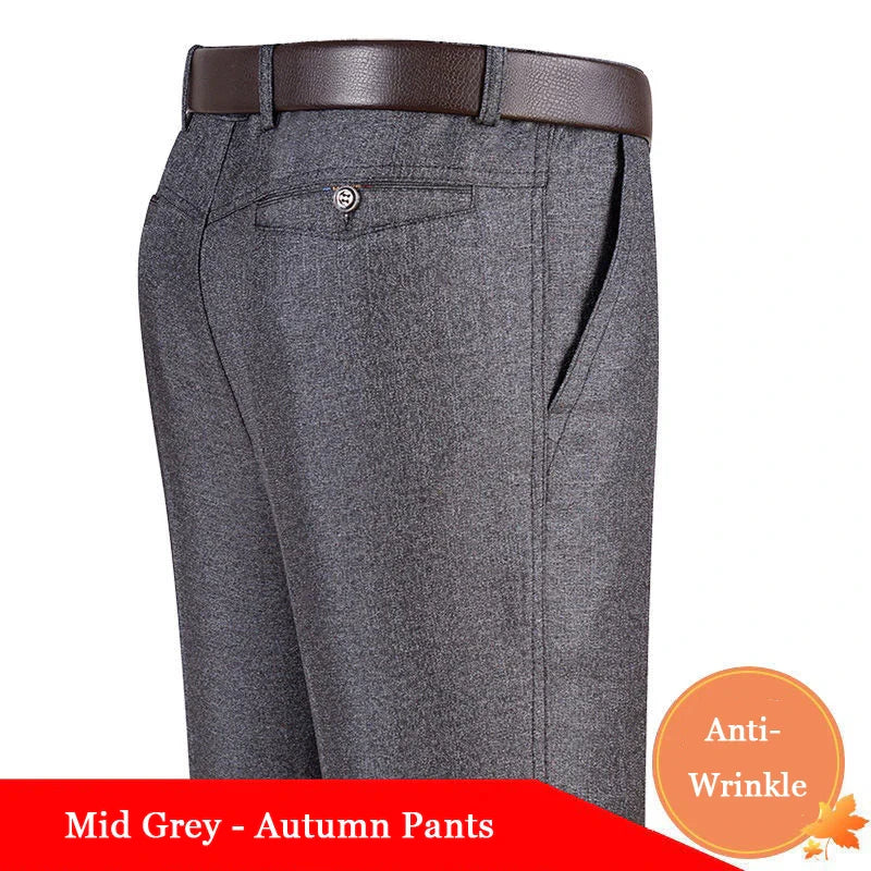 Mens Summer Autumn Grey Dress Pants Formal Business Classic Suit Pants Casual Dress Suit Office Work Slim Fit Male Trousers