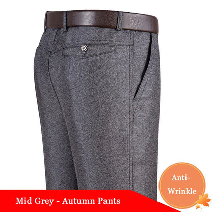 Mens Summer Autumn Grey Dress Pants Formal Business Classic Suit Pants Casual Dress Suit Office Work Slim Fit Male Trousers