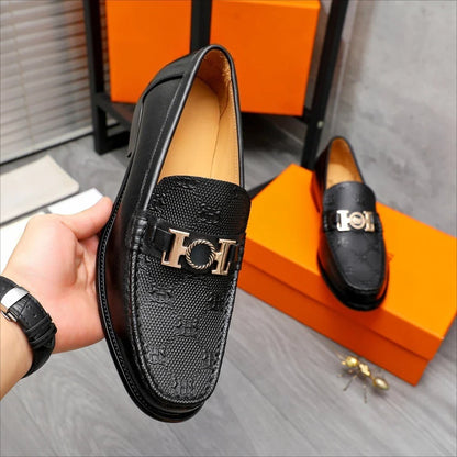 Men’s casual leather moccasin shoes soft leather slip-on business casual brown