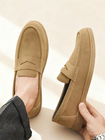 Business Commute Slip On Men's Loafers Preppy Breathable Suede Casual Shoes Outdoor Flats Non Slip Daily Walking Driving Shoes