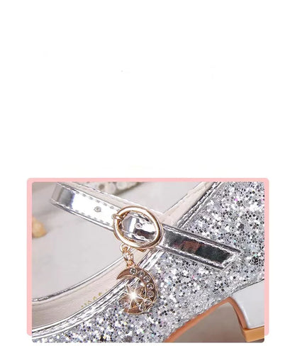 Baby Girls Princess Shoes Party Butterfly Crystal High Heels Sandal Children Dance Glitter Diamond Shoe Kids Walk Show Shoes