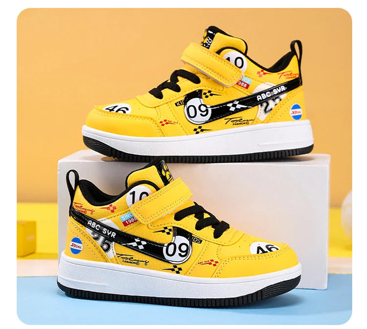 Cute girls and boys basketball shoes school activities children's casual shoes low-cut shoes autumn and winter new leather shoes