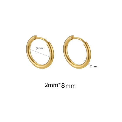 10pcs Stainless Steel Small Hoops Earring Piercing Ear Cartilage 8-20mm Women Men Stainles Steel Round Circle Pendientes