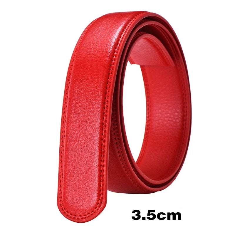 Men Women 2.4 2.8 3.0 3.5 cm Wide Belt No Buckle for Automatic Buckle High Quality PU Leather Belts Body Straps without Buckle
