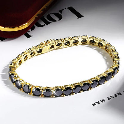 3mm 0.1CT Gradient Color Black Grey White Moissanite Diamond Tennis Bracelet for Men Women Unisex 925 Silver Link Bracelets