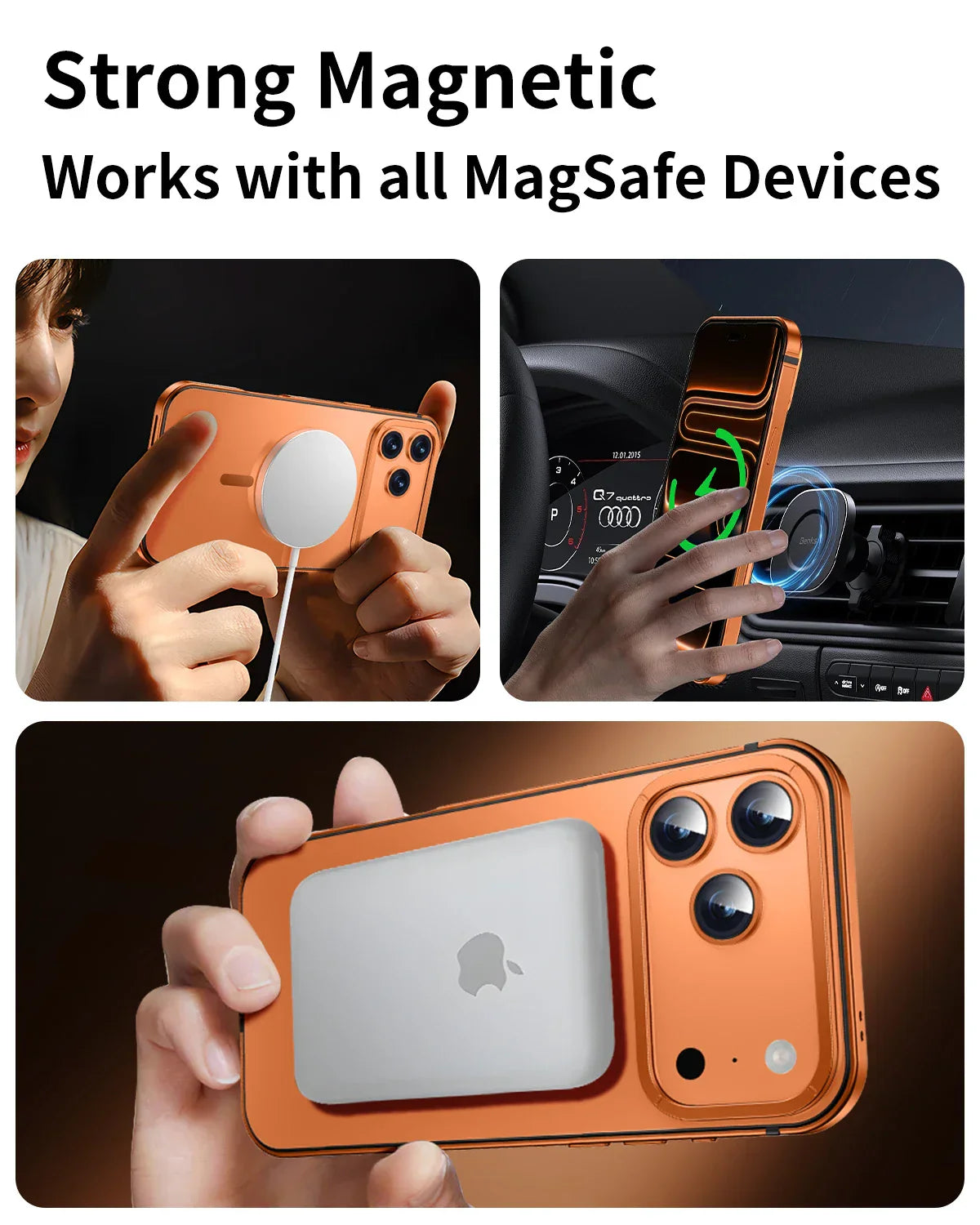 Suitable Magsafe Case for IPhone 17Pro Max 12 13 14 15 16 17Air Plus Alloy Frame Heavy Protection Phone Case