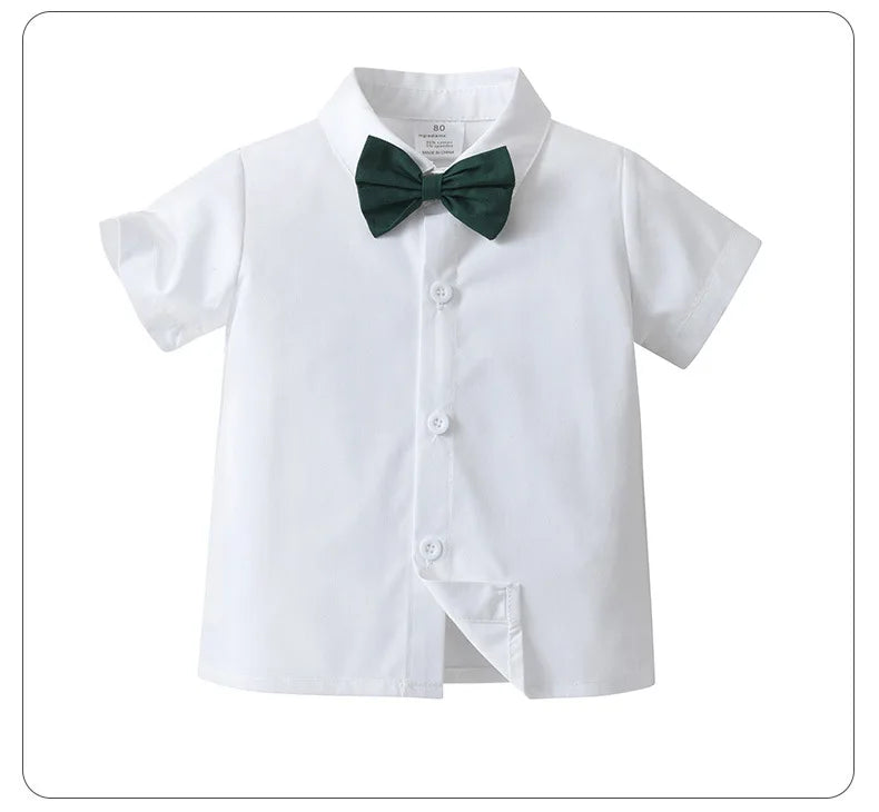 Baby Boys Gentleman 2pcs Summer Outfit Shirt Suspender Pants Set Formal Birthday Wedding Party Toddler Kids Gentleman Clothes