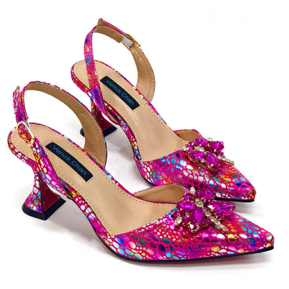 Italian Design Luxury Women's Shoes And Clutch Green Full Diamond Decoration Metal Closure Bag for Party