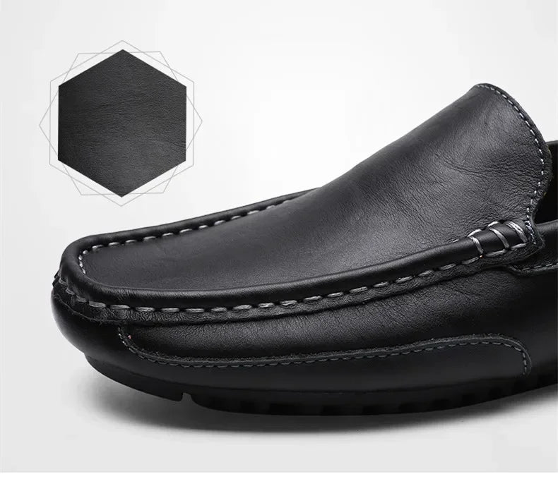 Genuine Leather Breathable Mocasines Casual Loafers Leather Shoes For Men Slip On Formal Italian Driving Flat Chaussure Homme