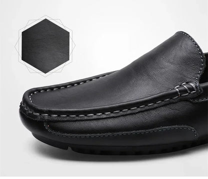 Genuine Leather Breathable Mocasines Casual Loafers Leather Shoes For Men Slip On Formal Italian Driving Flat Chaussure Homme