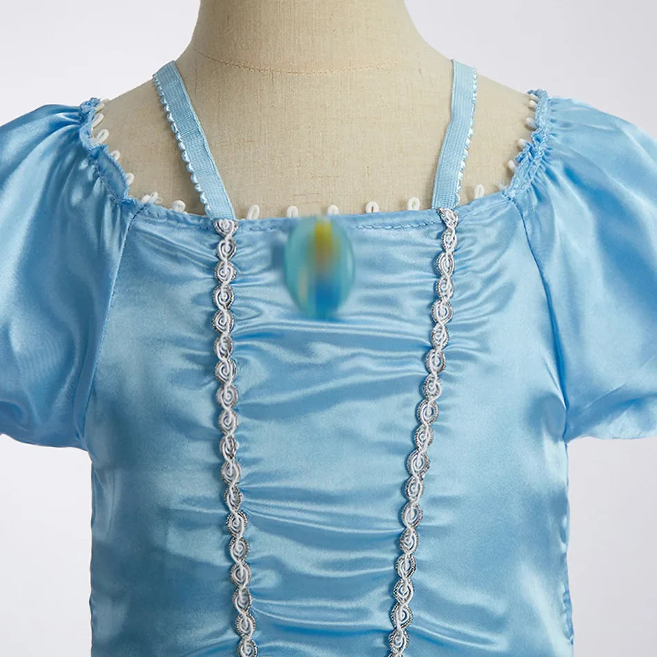 Jasmine Rapunzel Snow Queen Elsa Princess Dress Girl Mesh Sequin Dress Kids Cosplay Belle Aurora Costumes Carnival Party Gowns