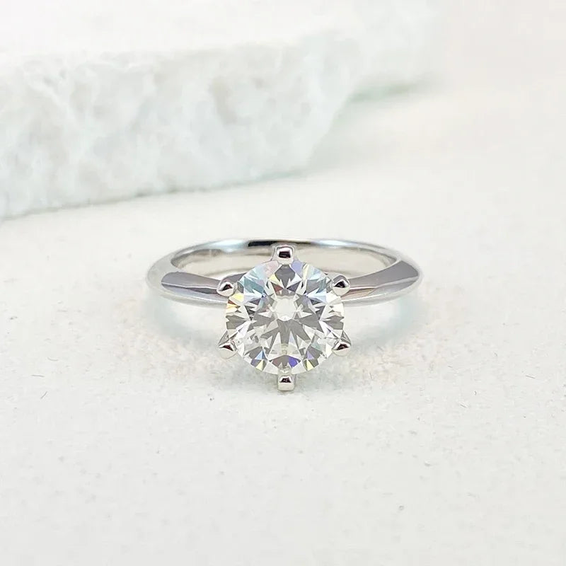 Ring For Women 925 Sterling Silver with White Gold Plated Lab Diamond Engagement Wedding Band Jewelry