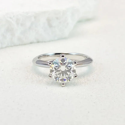Ring For Women 925 Sterling Silver with White Gold Plated Lab Diamond Engagement Wedding Band Jewelry