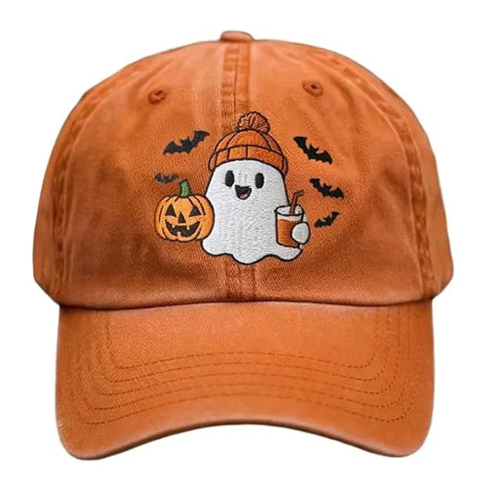 Halloween Unisex Baseball Hat for Women Men Pumpkin Embroidery Baseball Cap for Outdoor Activities Like Hiking Fishing