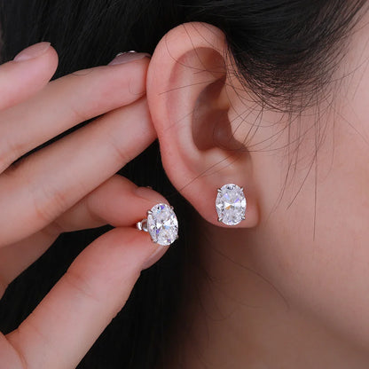 1-4CT Oval Moissanite Stud Earrings S925 Silver Sparkling Diamond Ear Studs For Women Men Wedding 18K Plated Jewelry GRA