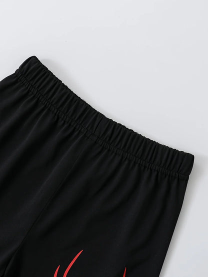 Boys summer "Spider Web" fashionable personality trend pattern round neck short sleeves & shorts & spider bag three-piece set