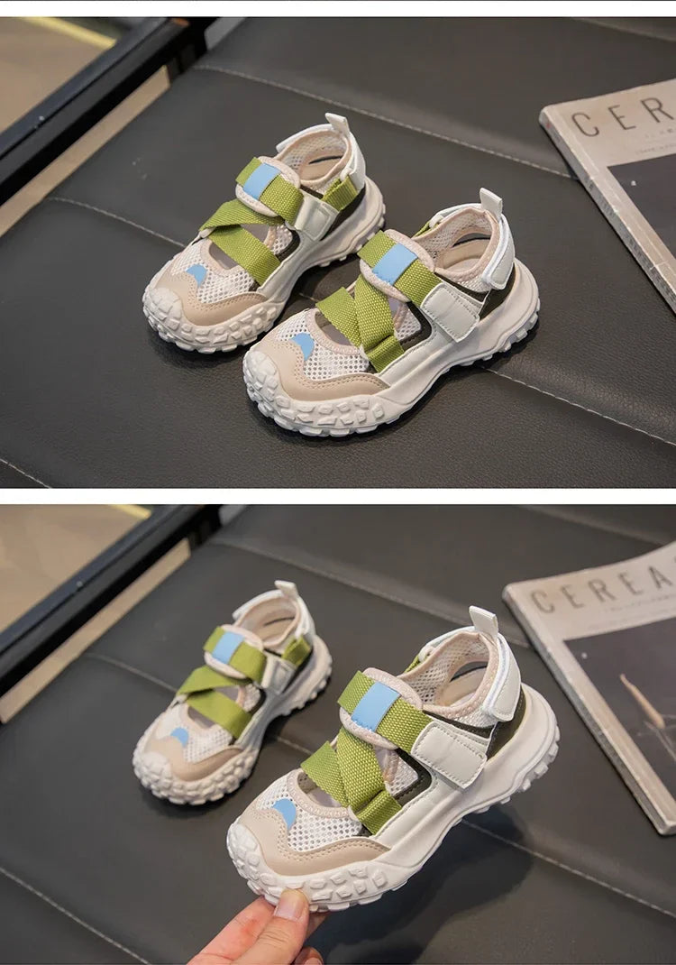 Children Sports Sandals 2024 Summer New Girls Mesh Running Shoes Kids Fashion Versatile Princess Sports Shoes Wear-resistant