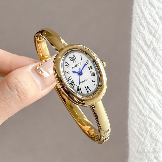 Elegant Oval Roma Dial Women Quartz Watch Fashion Bracelet Strap Ladies Wristwatch Reloj Mujer Girls Clock Gift