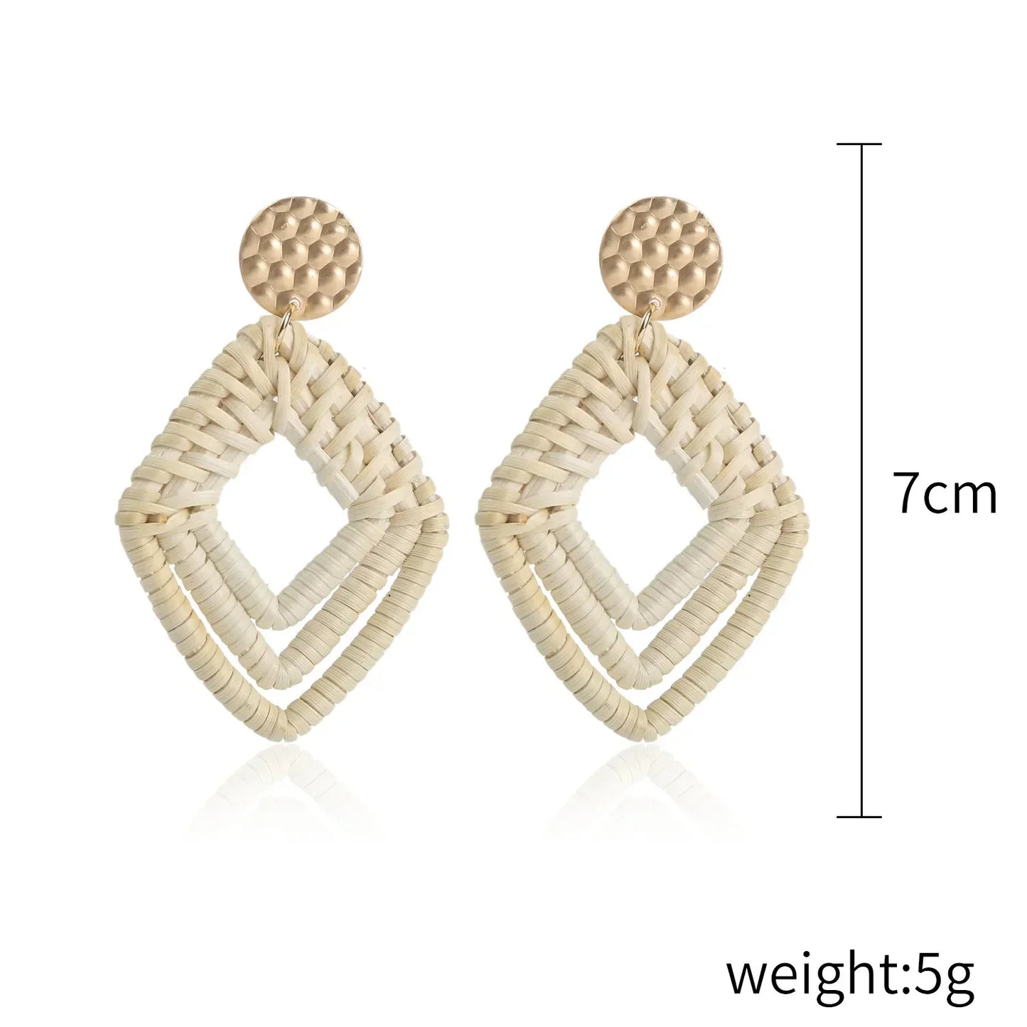 Personality Bamboo Rattan Hand-woven Geometry Drop Dangle Earrings for Women Temperament Summer Beach Stud Jewelry Holiday Gift