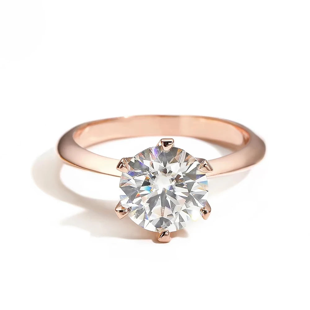 D VVS Moissanite Rings for Women 6 Prong Classic Trendy Solitaire Engagement Wedding Band GRA Certified 925 Sliver Ring