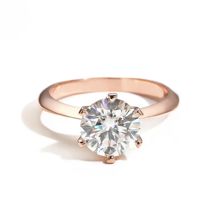 D VVS Moissanite Rings for Women 6 Prong Classic Trendy Solitaire Engagement Wedding Band GRA Certified 925 Sliver Ring
