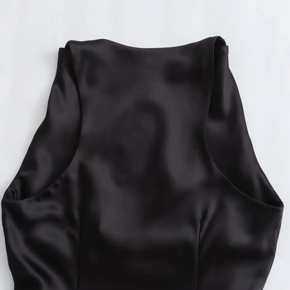 Satin Ruched Long Dresses for Women Sleeveless Summer Dress Woman off Shoulder Party Womens Dresses Beach Female Dress