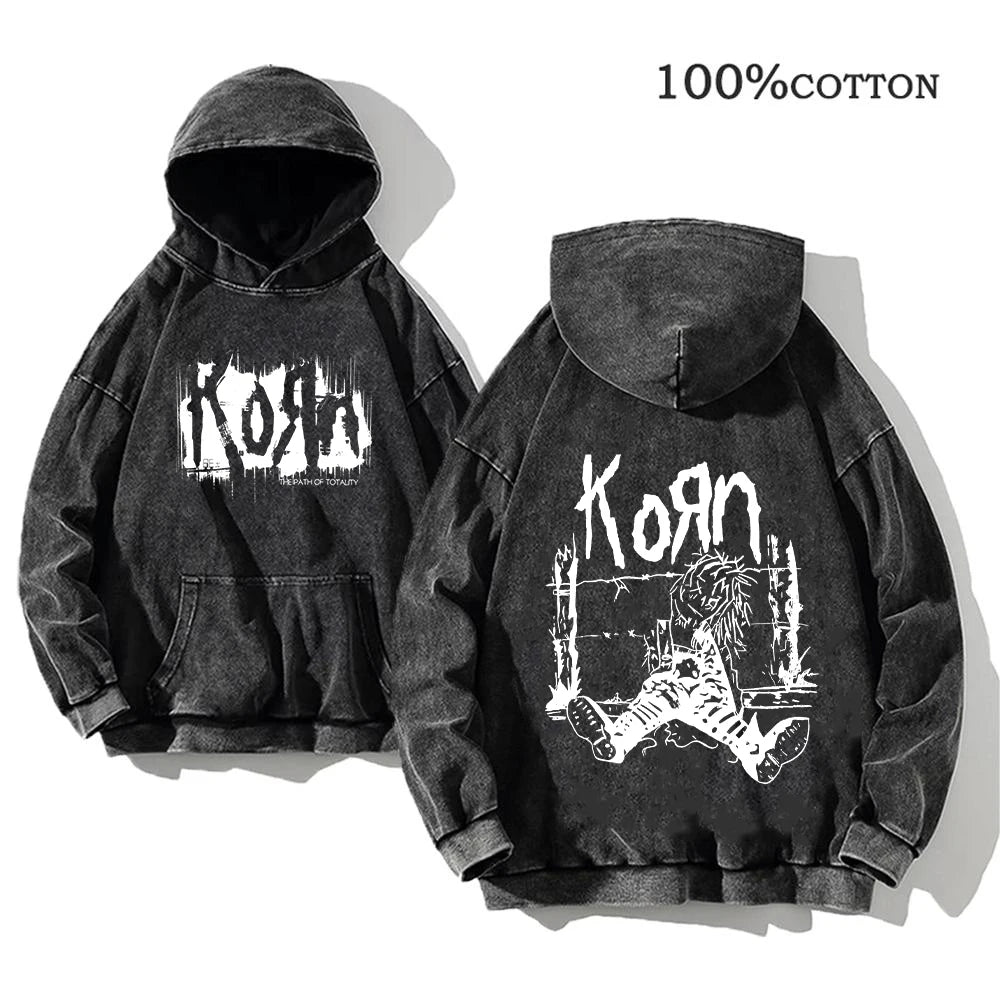 World Tour Hoodies Vintage Washed Men's Sweatshirts Cotton Hip Hop Streetwear Hooded Pullover Loose Y2K Tops