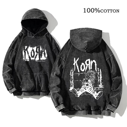 World Tour Hoodies Vintage Washed Men's Sweatshirts Cotton Hip Hop Streetwear Hooded Pullover Loose Y2K Tops