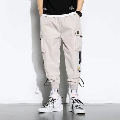 Male Casual Hip Hop Streetwear Sweatpants Pencil Pants Men Joggers Cargo Pants Multi-pocket Elastic Waist Harem Techwear Pants