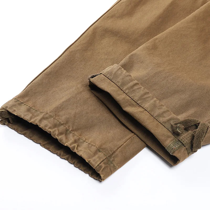 Four-season Pure Cotton Casual Pants Men's Work Pants Multi-pocket Straight Trousers