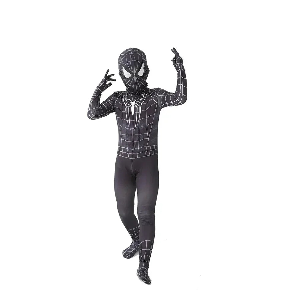 Kids Spiderman Costume Birthday Gift Party Dress Up Spiderman Classic Miles Superhero Kids Cosplay Costume Elasticity Jumpsuit
