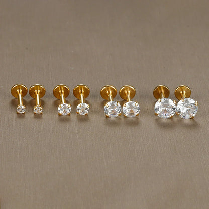 2PC Labret Tragus Stud Earrings 16G Surgical Stainless Steel CZ Crystal  Monroe Helix Cartialge Conch Medusa Lip Body Piercing