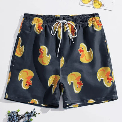 Men's Board Shorts Swim Shorts Swim Trunks Summer Beach Shorts Print Graphic Flamingo Yellow Duck Comfort Breathable Short