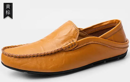 Italian Mens Shoes Casual Luxury Brand Summer Men Loafers Genuine Leather Moccasins Light Breathable Slip on Boat Shoes 2023