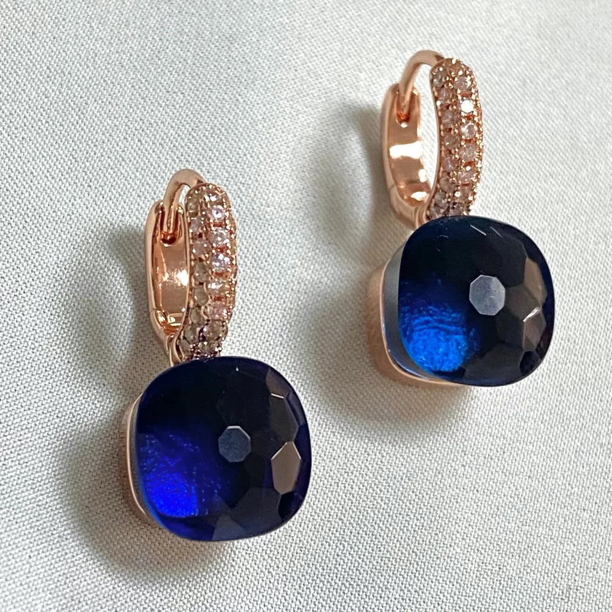 Classic Candy Color Earrings Inlay Transparent Zircon 27Colors Crystal Earrings Rose Gold Plated Fashion Jewelry For Women