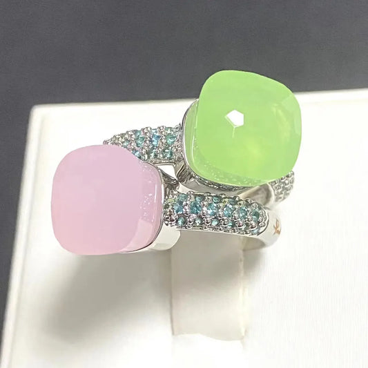 10.6mm Classic Ring for Women Light Blue Zircon Blue Topaz Candy Water Drop Crystal Ring Platinum Plated Jewelry Gift