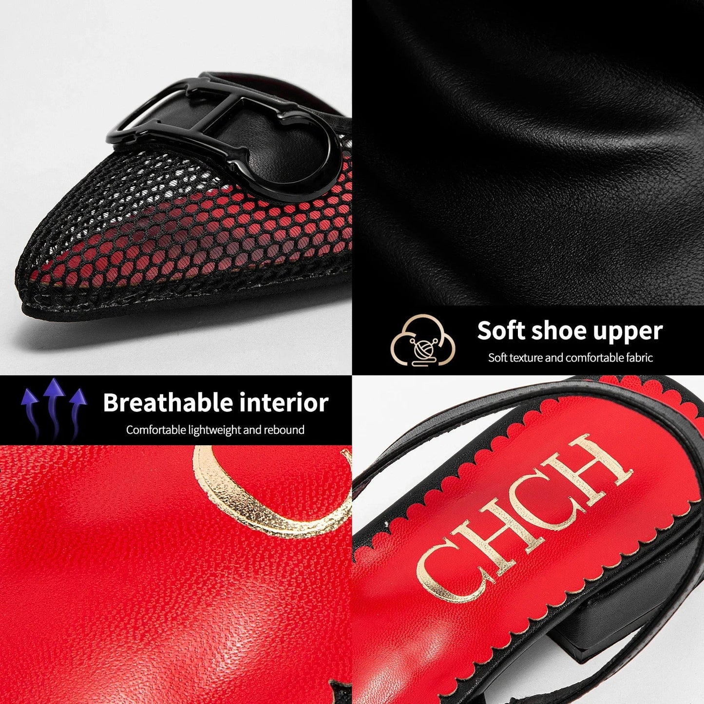 Women's Flat Shoes 2024 New Mesh Hollow Sandals Black Woman Shoes